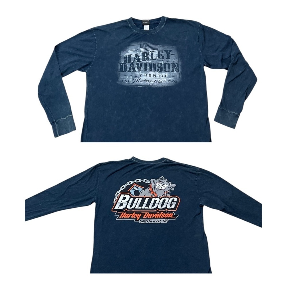 Harley-Davidson Long Sleeve Bulldog Smithfield NC Graphic Tee Size XL